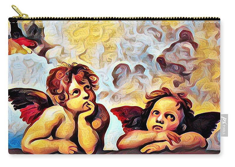 Edgar Degas Zip Pouch featuring the painting Raphael La Madonna di San Sisto - Raphael Sanzio hand-painted oil painting reproduction part of Sist by Tony Rubino