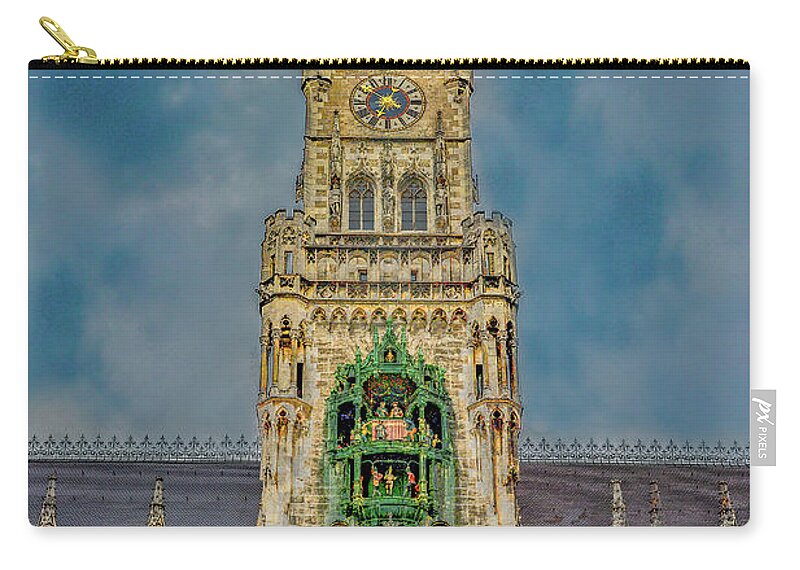 Munich Carry-all Pouch featuring the photograph Rathaus-Glockenspiel of Munich by Marcy Wielfaert