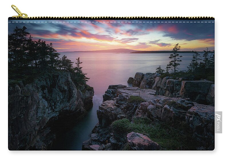 Maine Zip Pouch featuring the photograph Raven's Nest at Sunset by Kristen Wilkinson