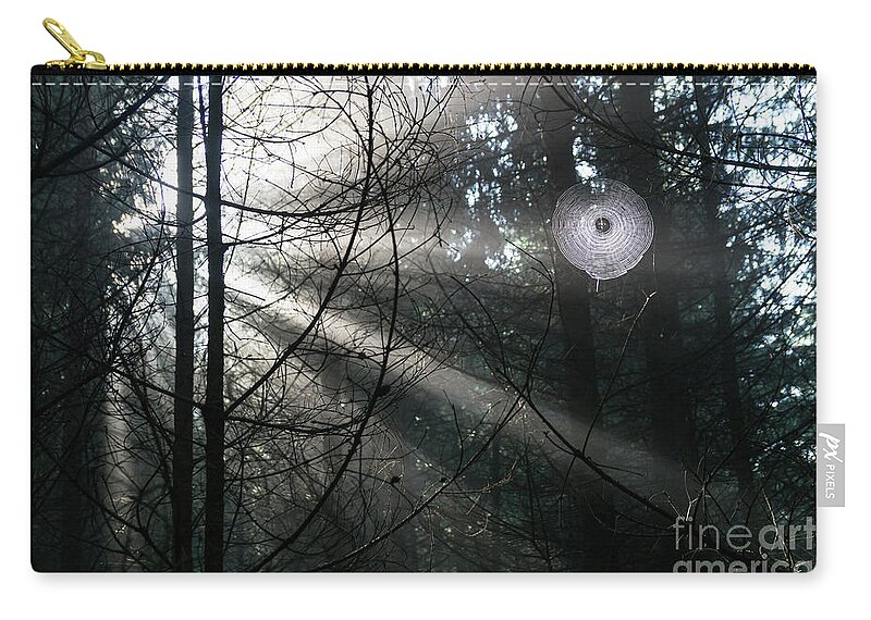 Forest Zip Pouch featuring the photograph Rays of light in the forest 2 by Adriana Mueller