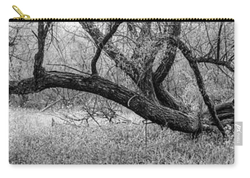 Carolina Zip Pouch featuring the photograph Reaching Out Over the Meadow Black and White by Debra and Dave Vanderlaan
