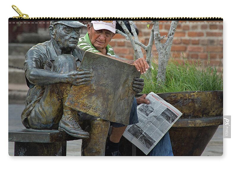 Cuba Zip Pouch featuring the photograph Reading with my Twin by M Kathleen Warren