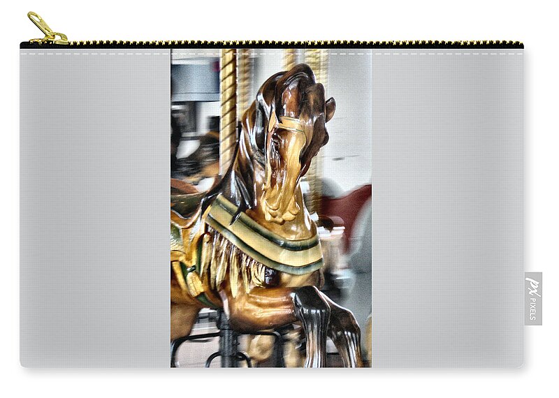 Carousel Zip Pouch featuring the photograph Ready Steed by Lin Grosvenor