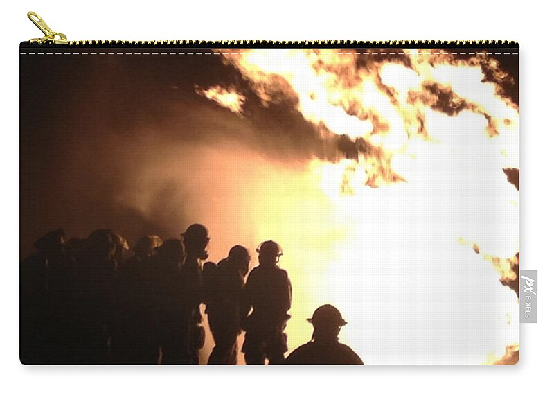 Firefighter Carry-all Pouch featuring the photograph Real Heroes in Action by Lee Darnell
