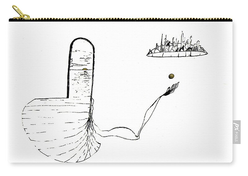 Surreal Zip Pouch featuring the drawing Recycled World by Raymond Fernandez