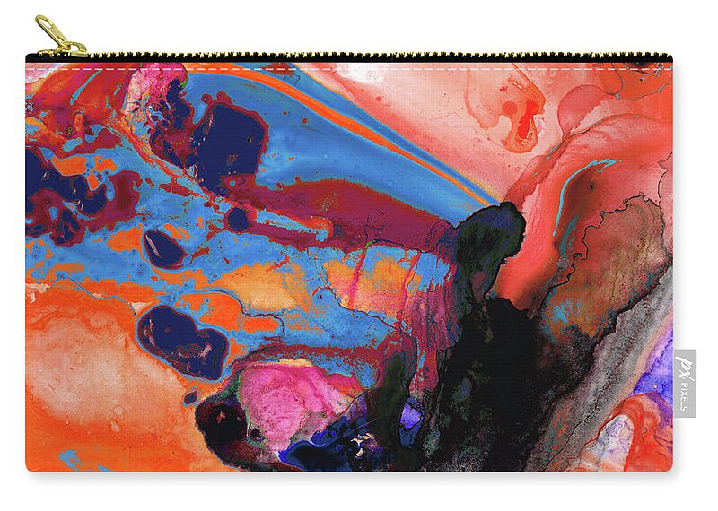 Red Zip Pouch featuring the painting Red And Blue Art - Prophet - Sharon Cummings by Sharon Cummings
