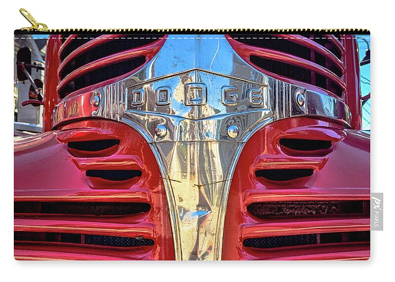 Fire Zip Pouch featuring the photograph Red and Chrome truck by Jim Feldman