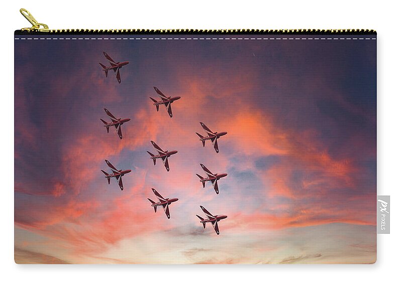 Eastbourne International Airshow Zip Pouch featuring the photograph Red Arrows over Eastbourne by Andrew Lalchan