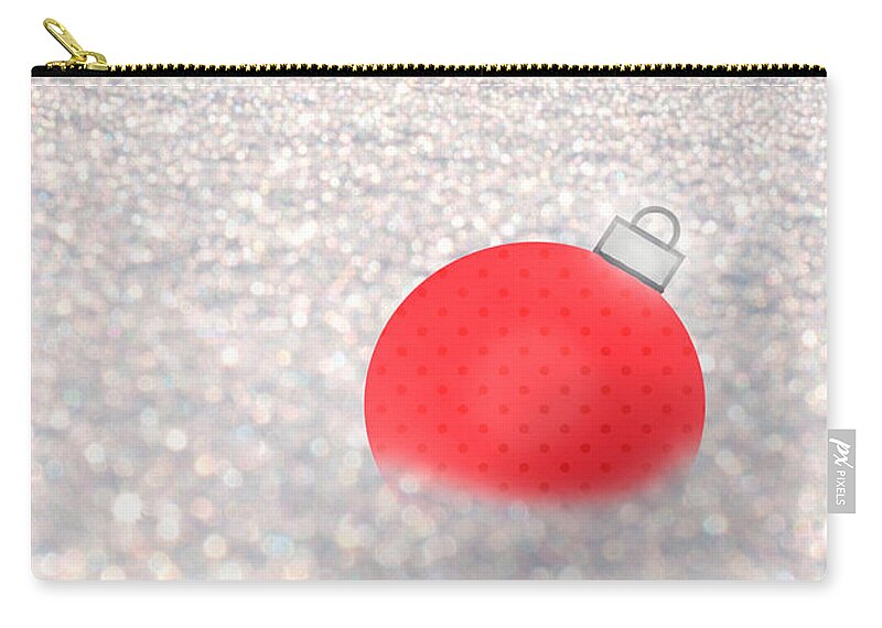 Red Ball Zip Pouch featuring the mixed media Red Ball in Snow by Moira Law