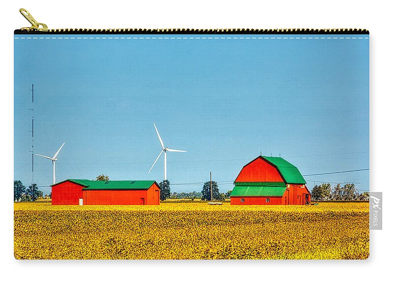 Barns Carry-all Pouch featuring the photograph Red barns in Lake Erie area, Ontario, Canada by Tatiana Travelways