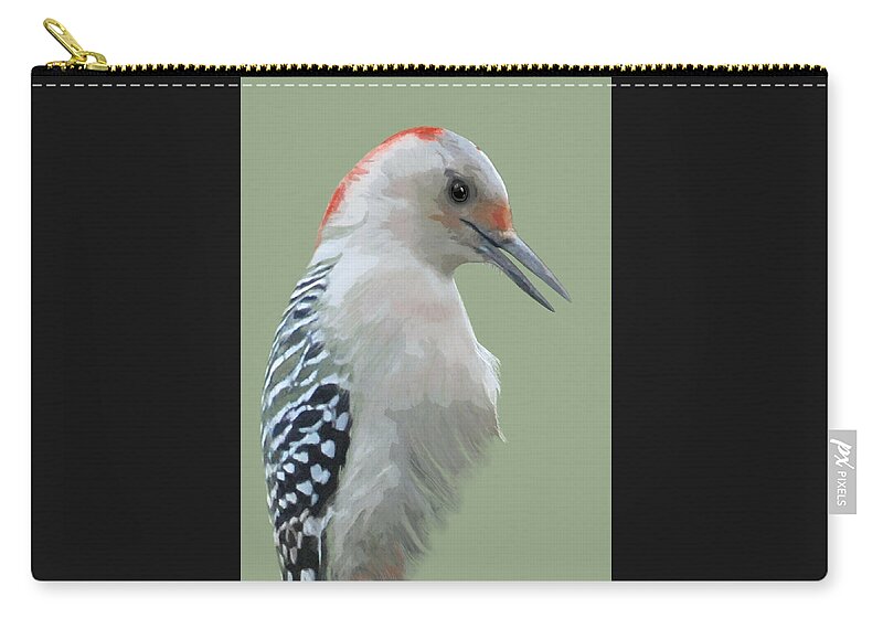 Nature Zip Pouch featuring the mixed media Red Bellied Woodpecker by Judy Cuddehe