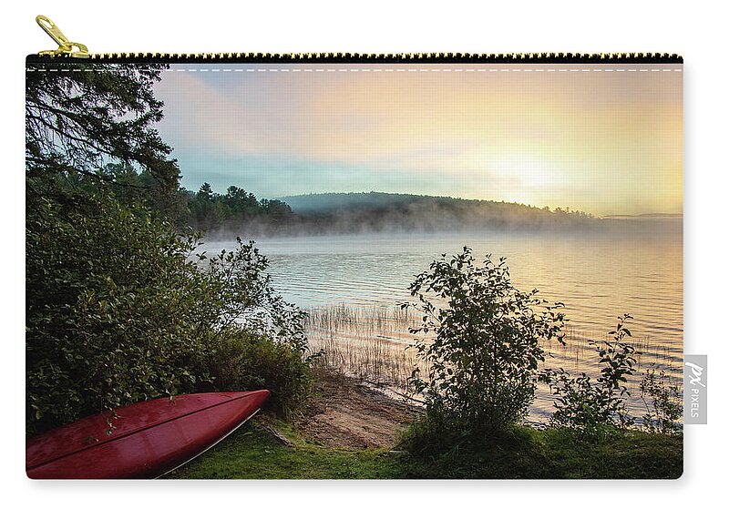 Red Carry-all Pouch featuring the photograph Red Canoe Morning by Stephen Sloan