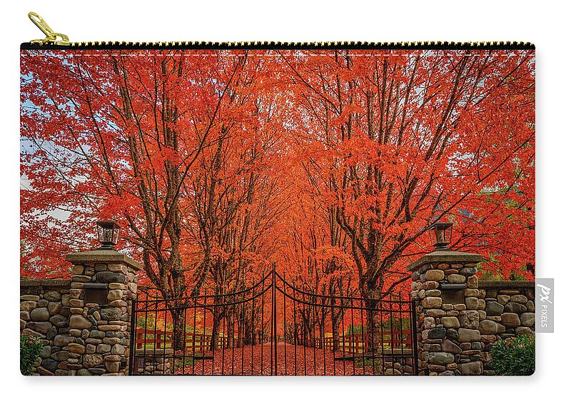 Fall Zip Pouch featuring the photograph Red Canopy by Dan Mihai
