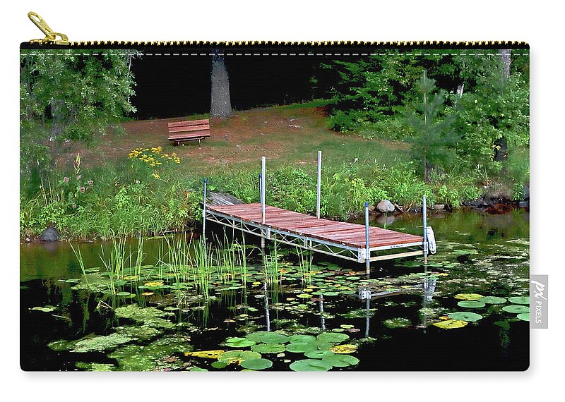Red Zip Pouch featuring the photograph Red Dock by Sarah Lilja