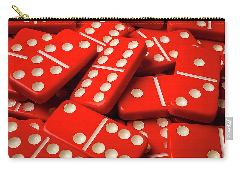 Pile Zip Pouch featuring the photograph Red Dominos by Garry Gay