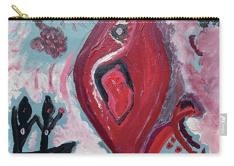 Fish Zip Pouch featuring the painting Red Fish Eating by David Feder