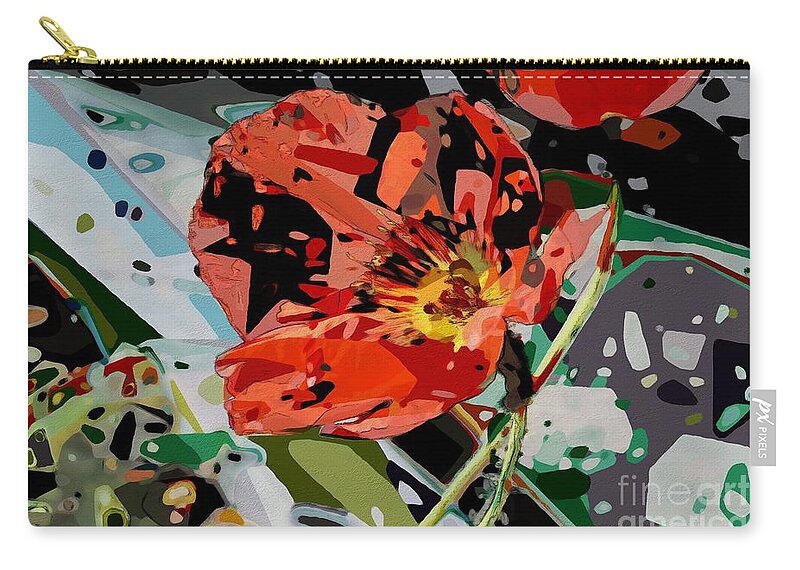 Flower Zip Pouch featuring the photograph Red Poppy Cubistic by Katherine Erickson