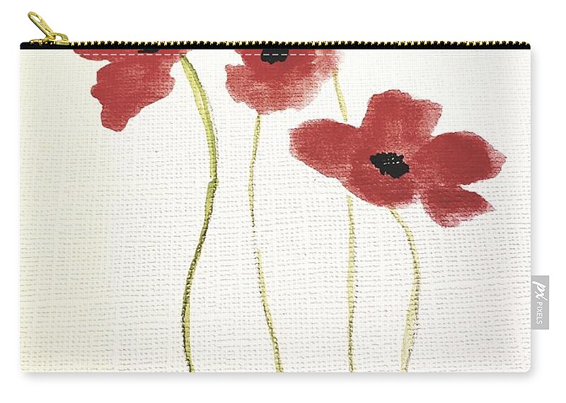  Zip Pouch featuring the painting Red Flowers by Margaret Welsh Willowsilk