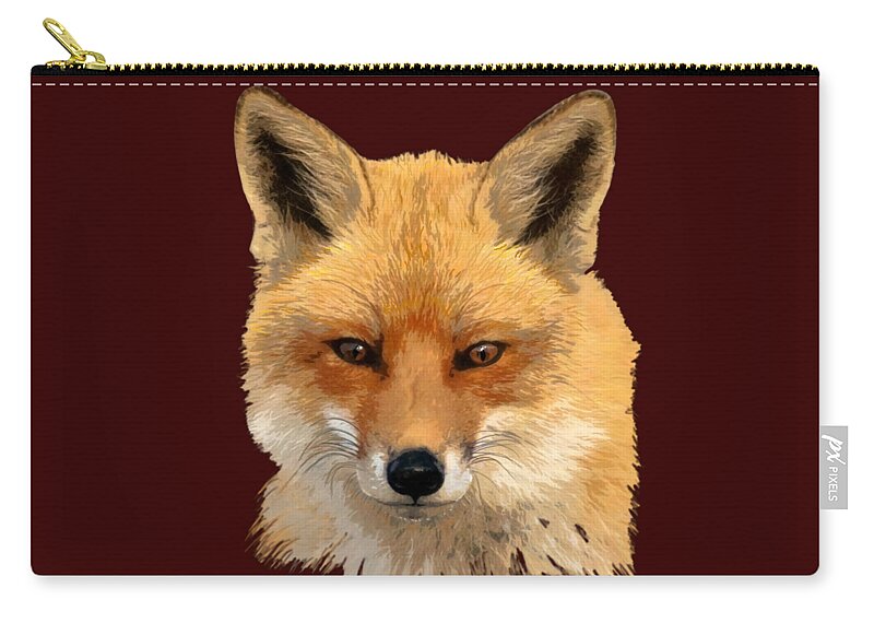 Fox Zip Pouch featuring the painting Red Fox Portrait Sans Background by Judy Cuddehe