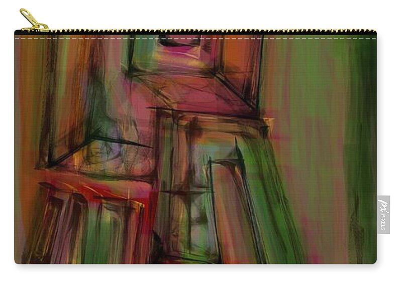 Red Carry-all Pouch featuring the digital art Red-green portal by Ljev Rjadcenko