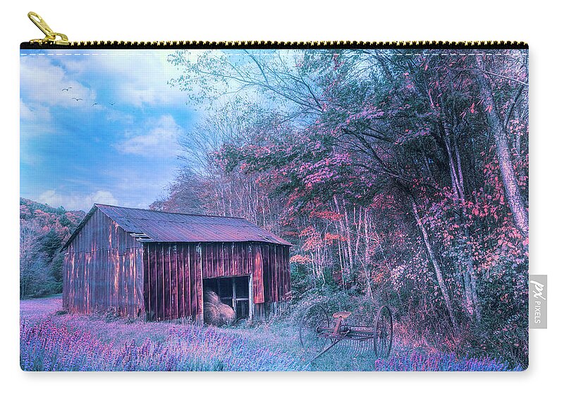 Barns Zip Pouch featuring the photograph Red Hay Barn Evening along the Creeper Trail Damascus Virginia by Debra and Dave Vanderlaan
