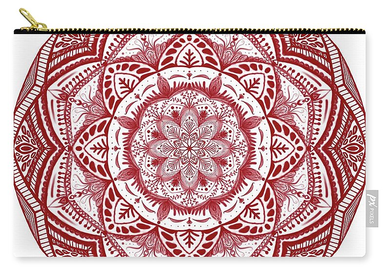 Mandala Zip Pouch featuring the digital art Red Mandala by Angie Tirado
