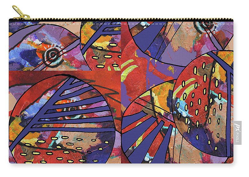 Red Organic Abstract Zip Pouch featuring the painting Red Organic by Nancy Merkle