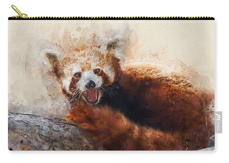 Red Panda Carry-all Pouch featuring the digital art Red Panda by Geir Rosset