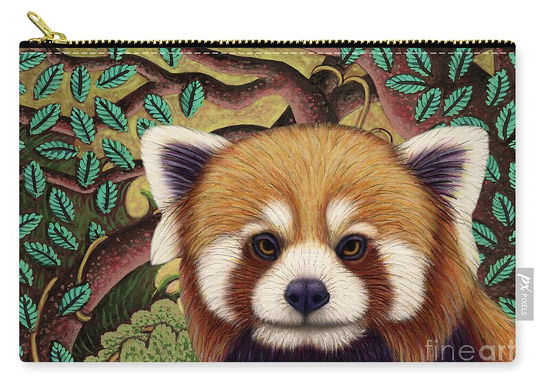 Red Panda Zip Pouch featuring the painting Red Panda Jungle by Amy E Fraser