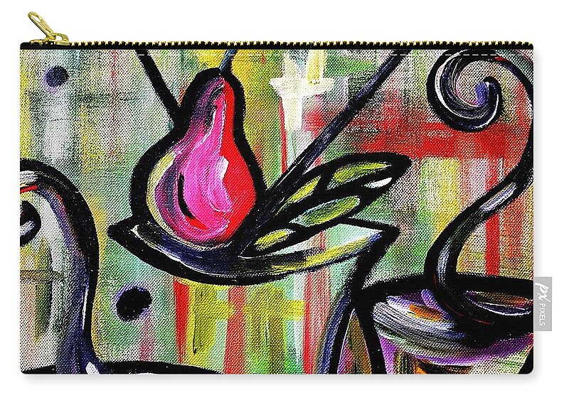 Acrylic Paintings Carry-all Pouch featuring the painting Red Pear by Bodo Vespaciano