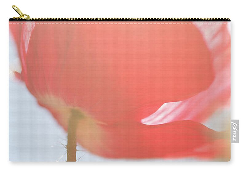 Red Poppy Zip Pouch featuring the photograph Red Poppy Flower in the Mist by Tracie Schiebel