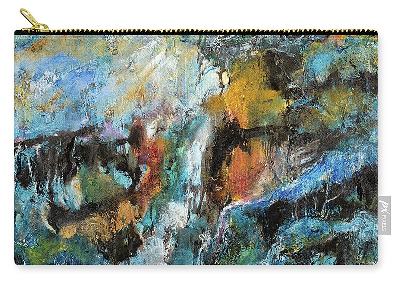 Abstract Zip Pouch featuring the painting Red rock abstract landscape by Jeremy Holton