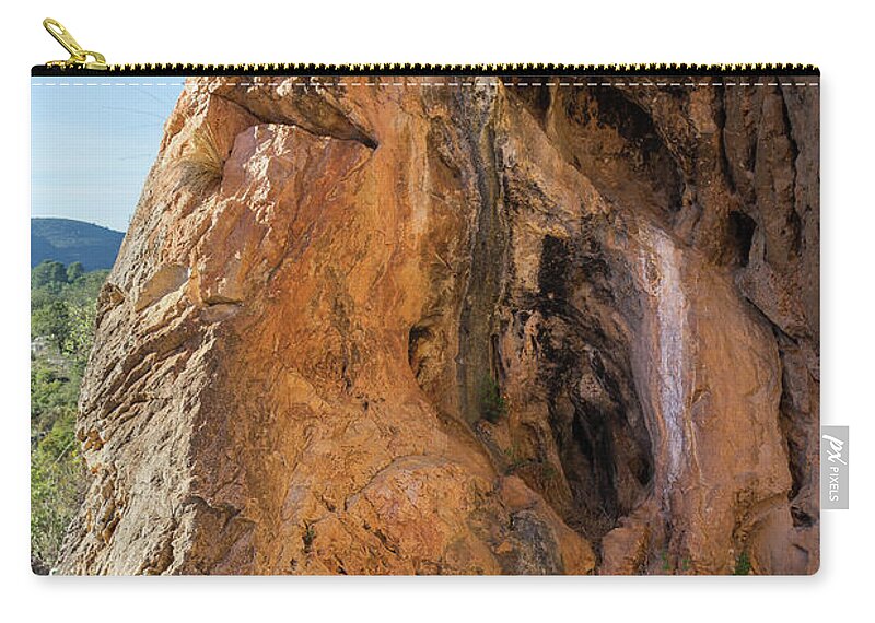 Mountains Zip Pouch featuring the photograph Red-brown rock formation 2. Abstract mountain beauty by Adriana Mueller