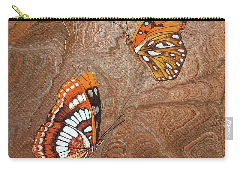 California Butterflies Carry-all Pouch featuring the painting Red Sandstone and CA Butterflies by Lucy Arnold