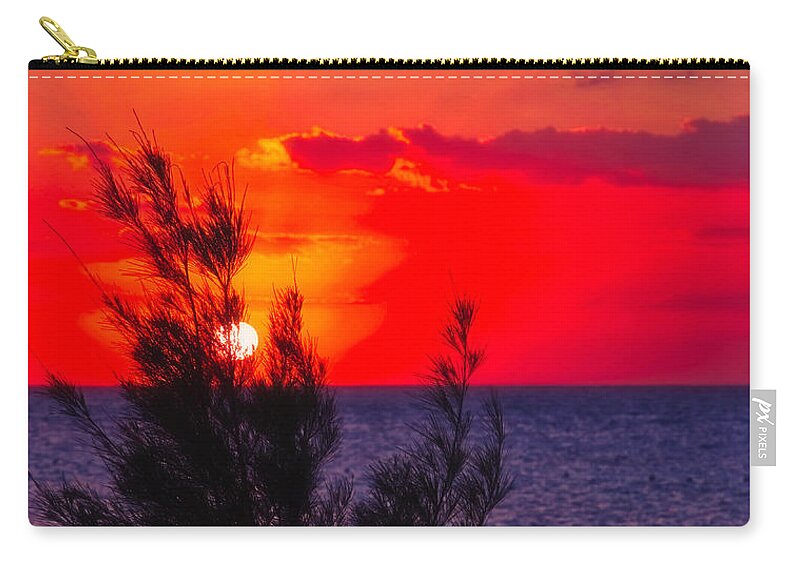 Red Sky Zip Pouch featuring the photograph Red sky at night by Tatiana Travelways
