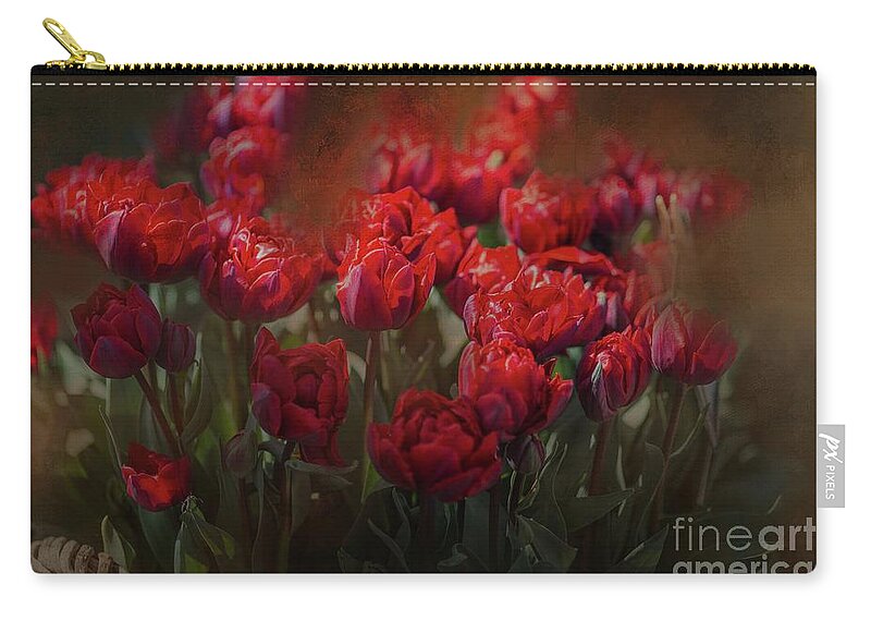Tulips Zip Pouch featuring the photograph Red Tulips by Eva Lechner