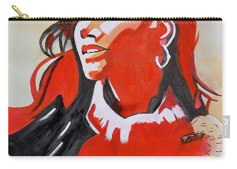 Red Zip Pouch featuring the painting Study in Red Watercolor by Kimberly Walker