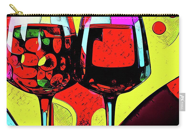 Cabernet Sauvignon Zip Pouch featuring the photograph Red Wine Pop Art IV by David Letts