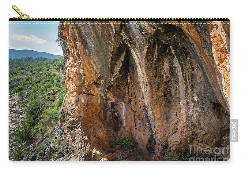 Mountains Zip Pouch featuring the photograph Red-brown rock formation 4. Abstract mountain beauty by Adriana Mueller