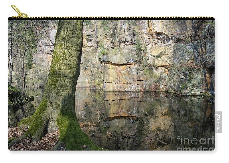 Water Zip Pouch featuring the photograph Reflection in the quarry 4 by Adriana Mueller