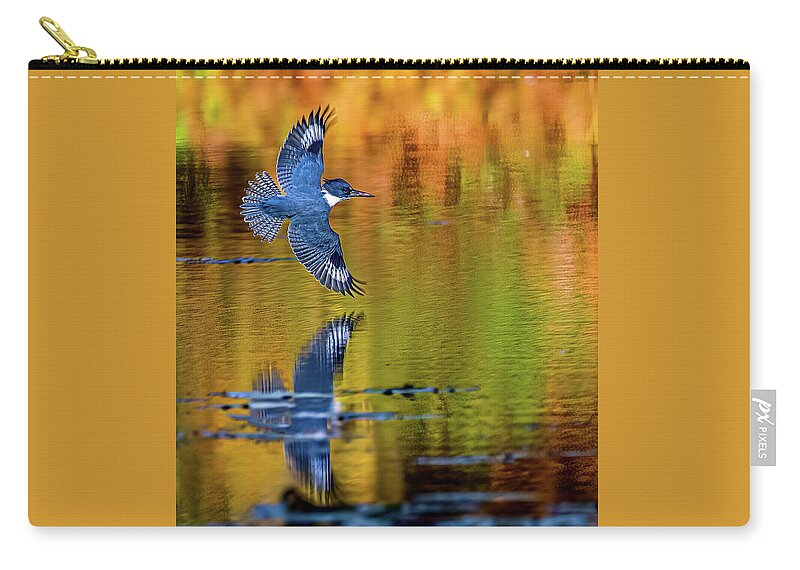 Kingfisher Zip Pouch featuring the photograph Reflections of a King by Brian Shoemaker