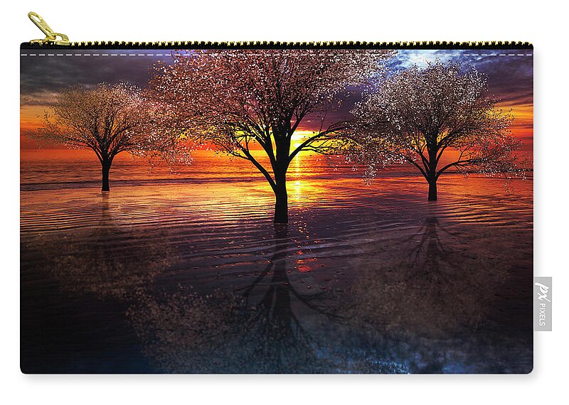 Clouds Zip Pouch featuring the photograph Reflections of Color Nightfall by Debra and Dave Vanderlaan