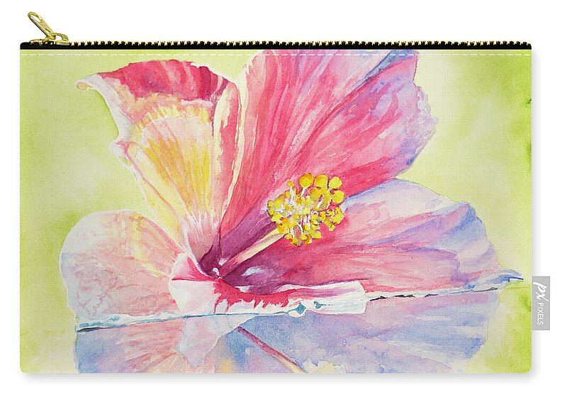 Hibiscus Zip Pouch featuring the painting Reflections of Perfection by Barbara F Johnson