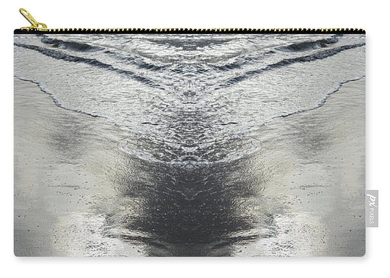 Sea Water Zip Pouch featuring the digital art Reflections on the beach, sea water meets symmetry by Adriana Mueller