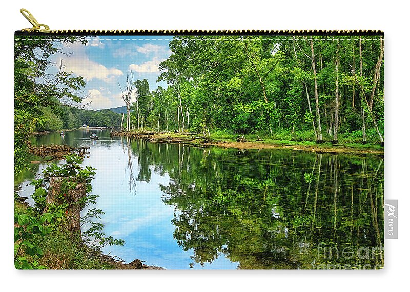 Reflections Zip Pouch featuring the photograph Reflections on the South Fork by Shelia Hunt