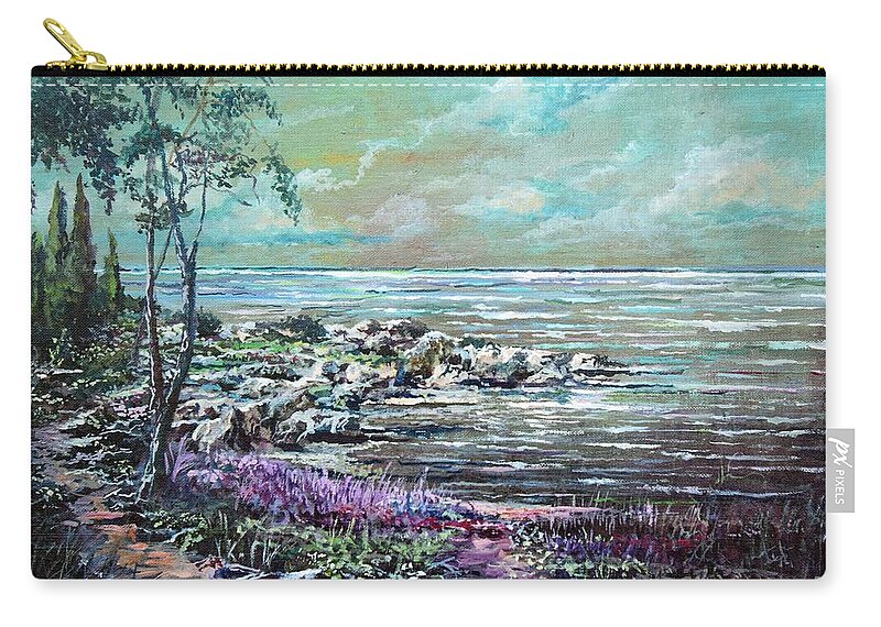 Nature Zip Pouch featuring the painting Reflections by Sinisa Saratlic