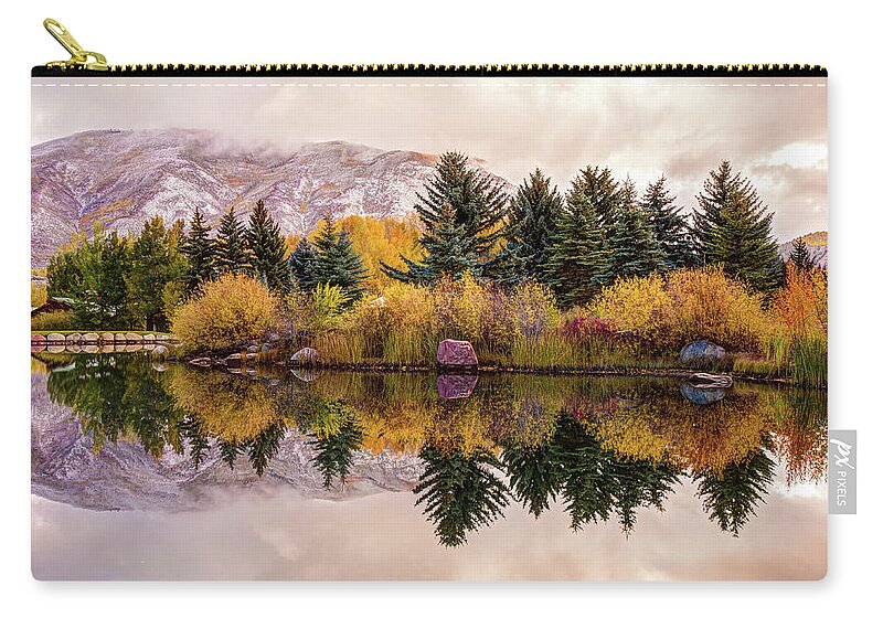 America Zip Pouch featuring the photograph Reflective Morning - Aspen Colorado by Gregory Ballos