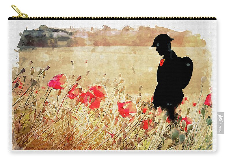Soldier Poppies Zip Pouch featuring the digital art Remember Them by Airpower Art