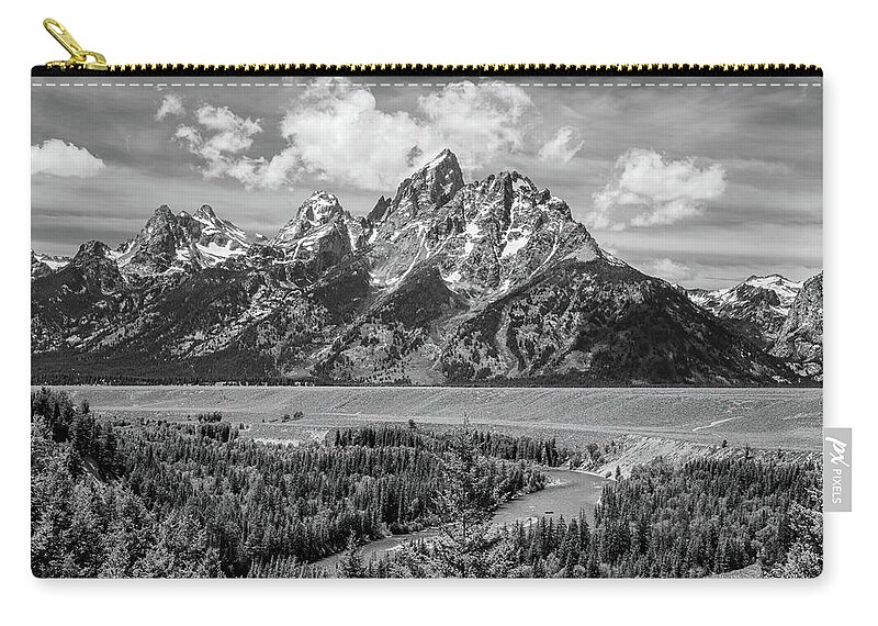 Grand Tetons National Park Carry-all Pouch featuring the photograph Remembering Ansel Adams, Black and White by Marcy Wielfaert