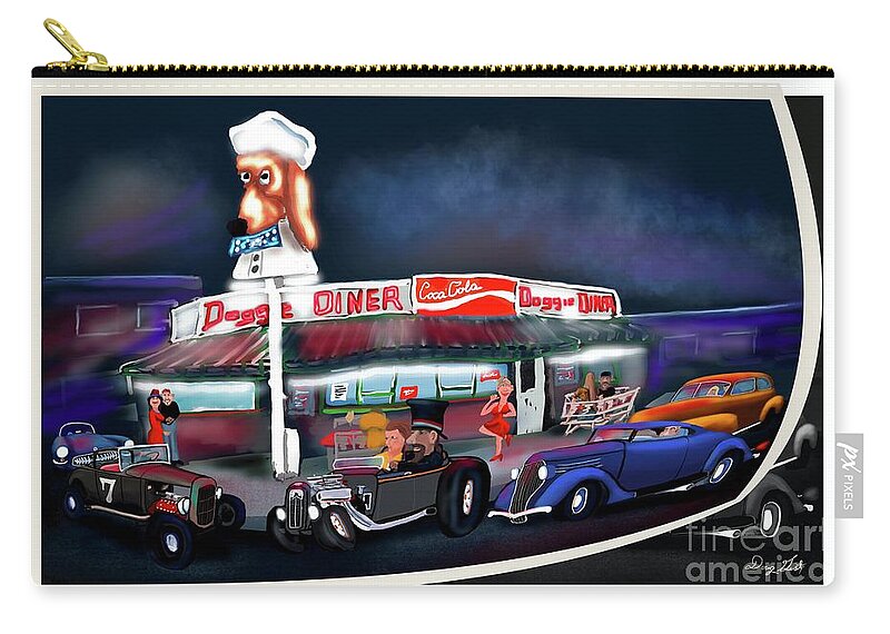 Hot Rods Zip Pouch featuring the digital art Remembering the Hot Rod Reunion by Doug Gist